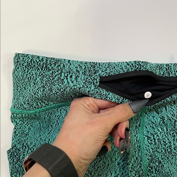 Lululemon Pace Rival Crop Power Luxtreme Spray Jacquard Bali Breeze Black Size 8 - Picture 10 of 16